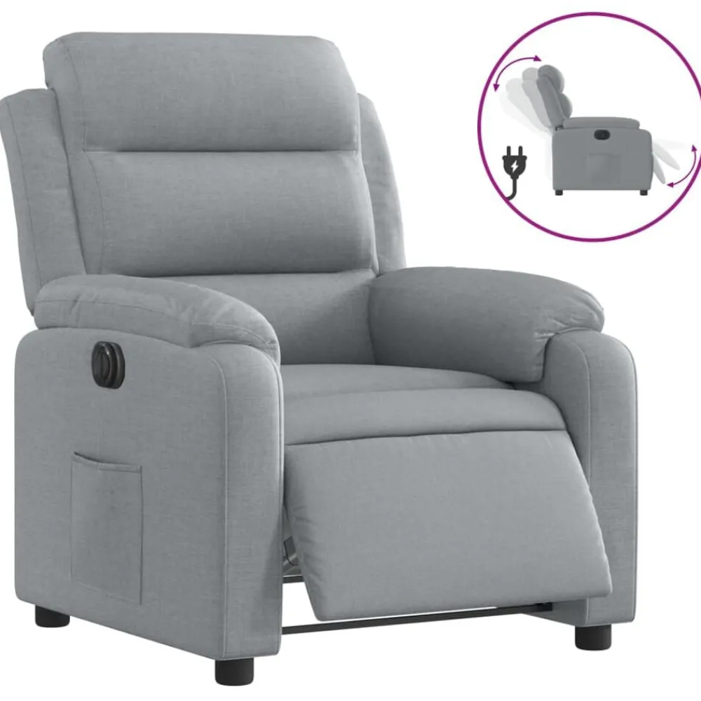 Fauteuils Et Chaises-vidaXL Fauteuil inclinable électrique Tissu Gris clair
