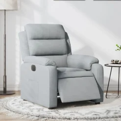 Fauteuils Et Chaises-vidaXL Fauteuil inclinable électrique Tissu Gris clair