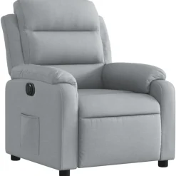Fauteuils Et Chaises-vidaXL Fauteuil inclinable électrique Tissu Gris clair