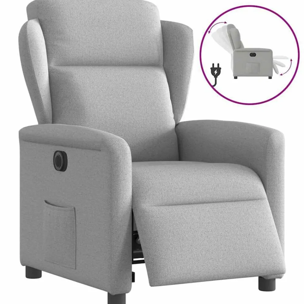 Fauteuils Et Chaises-vidaXL Fauteuil inclinable électrique tissu Gris nuage