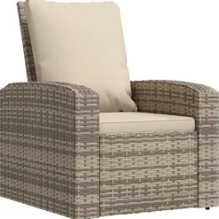 Mobilier De Jardin-vidaXL Fauteuil inclinable de jardin avec coussins rotin Marron clair