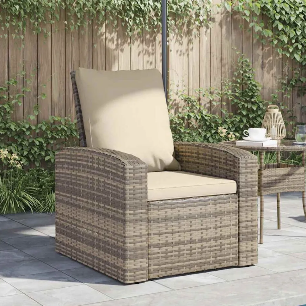 Mobilier De Jardin-vidaXL Fauteuil inclinable de jardin avec coussins rotin Marron clair