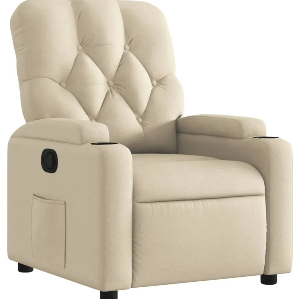Fauteuils Et Chaises-vidaXL Fauteuil inclinable Crème Tissu Crème