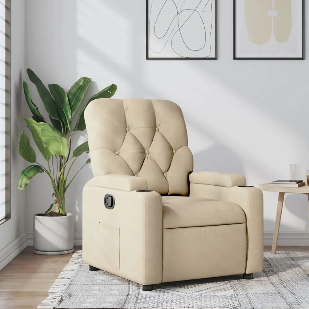 Fauteuils Et Chaises-vidaXL Fauteuil inclinable Crème Tissu Crème