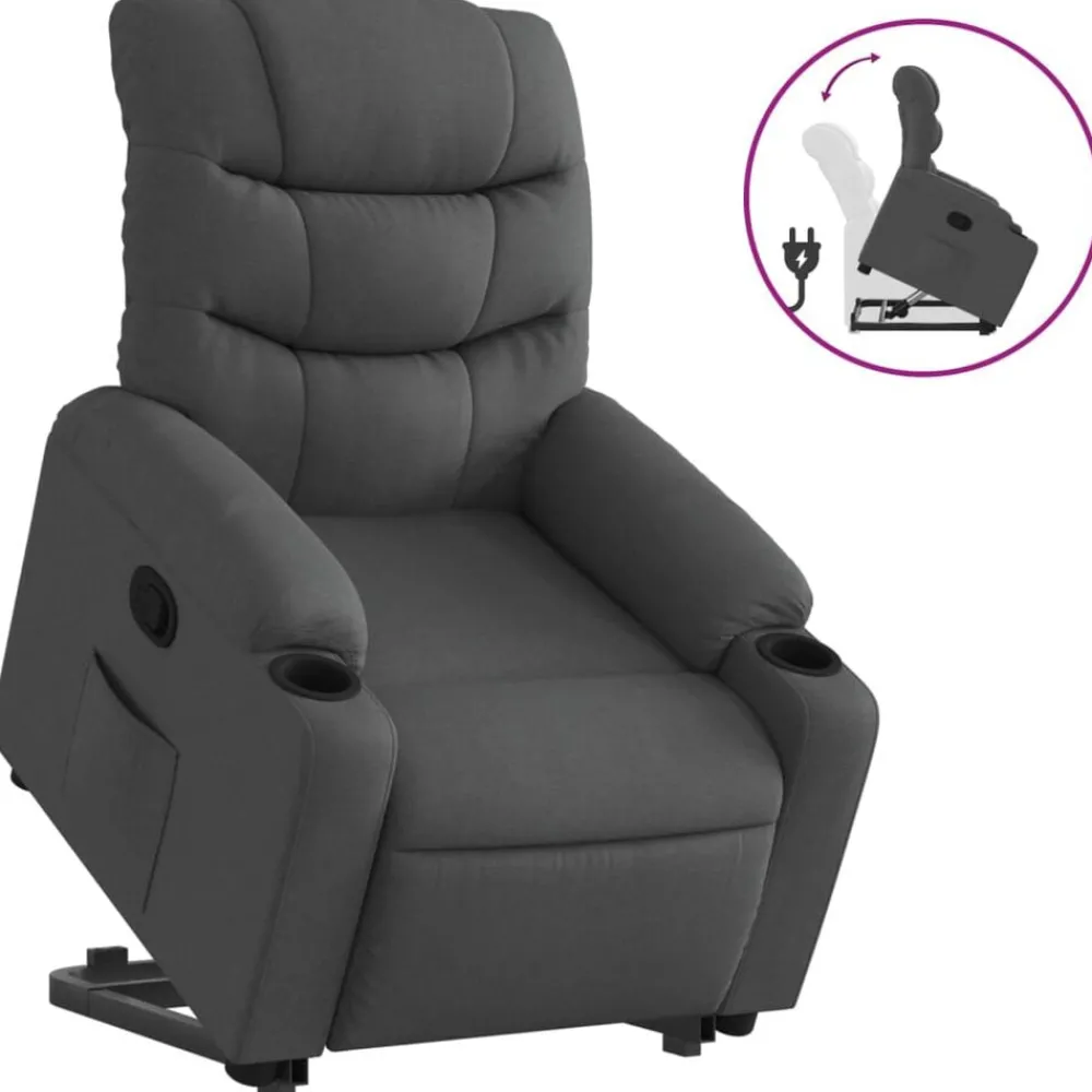 Fauteuils Et Chaises-vidaXL Fauteuil inclinable Tissu Gris foncé