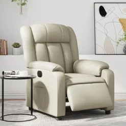 Fauteuils Et Chaises-vidaXL Fauteuil inclinable électrique Crème Similicuir Cr&egrave;me