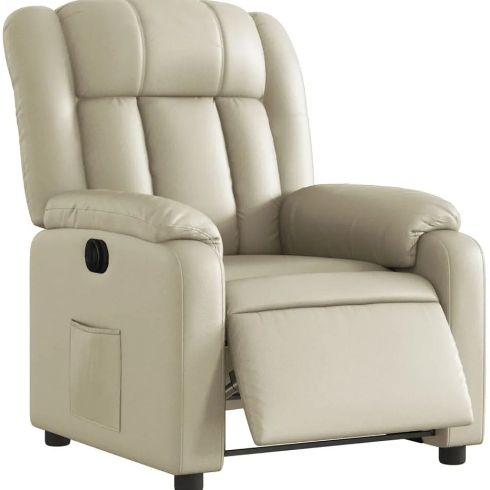 Fauteuils Et Chaises-vidaXL Fauteuil inclinable électrique Crème Similicuir Crème