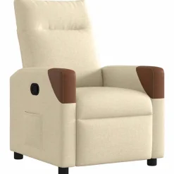 vidaXL Fauteuil inclinable Crème Tissu