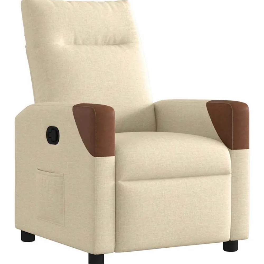 vidaXL Fauteuil inclinable Crème Tissu