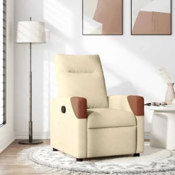 vidaXL Fauteuil inclinable Crème Tissu