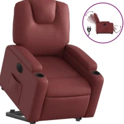 Fauteuils Et Chaises-vidaXL Fauteuil inclinable électrique similicuir Rouge bordeaux