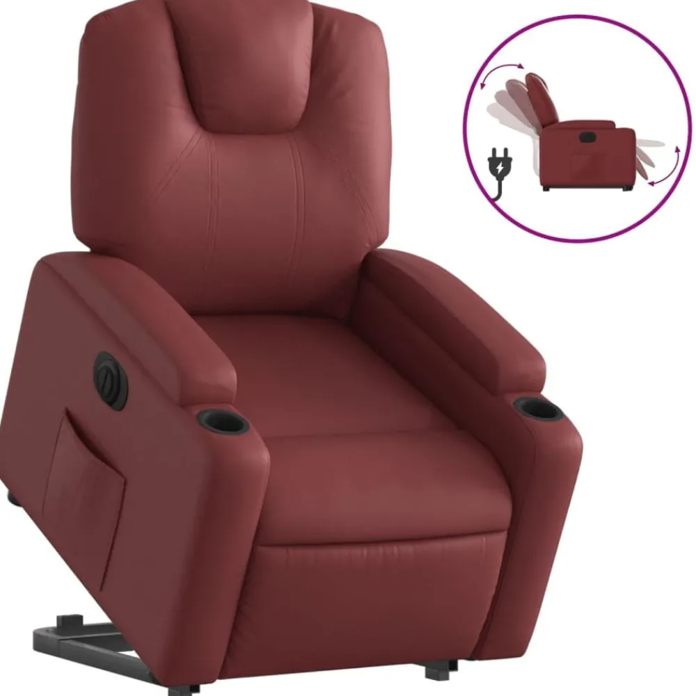 Fauteuils Et Chaises-vidaXL Fauteuil inclinable électrique similicuir Rouge bordeaux