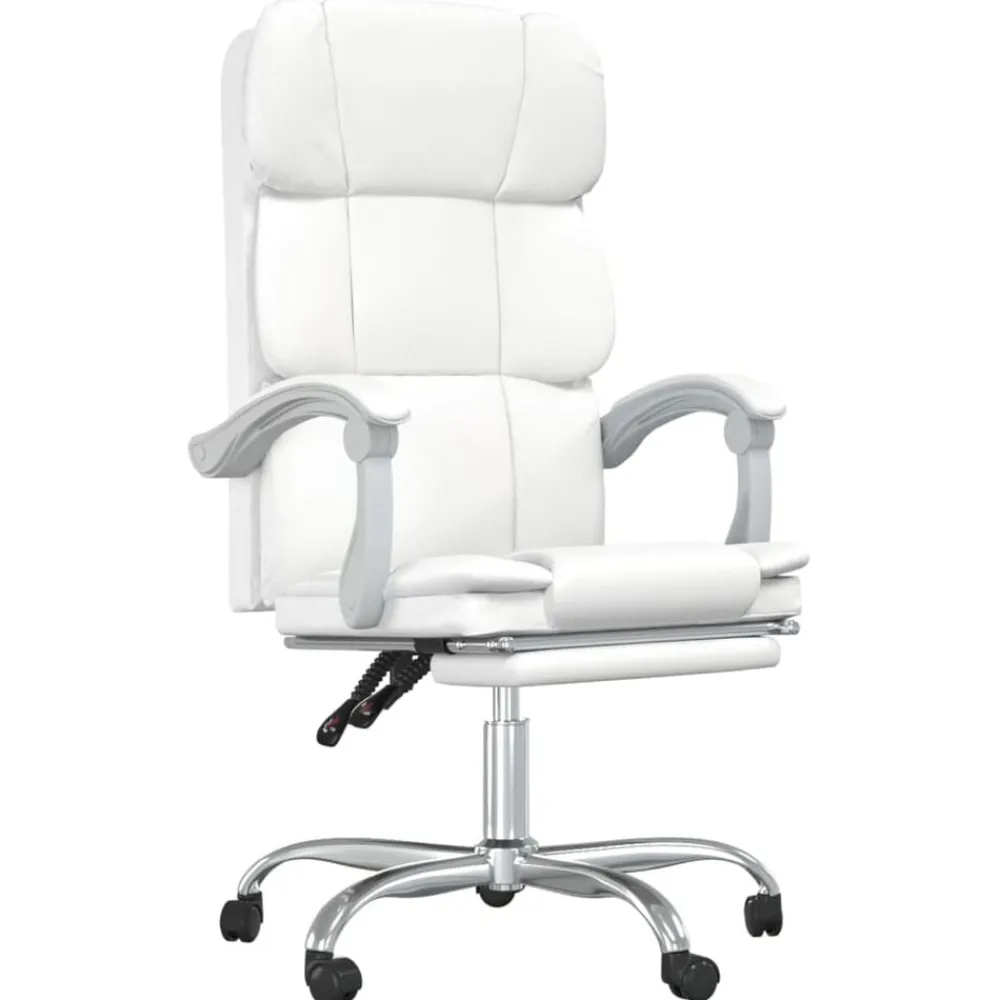 Meubles De Bureau-vidaXL Fauteuil inclinable de bureau Similicuir Blanc