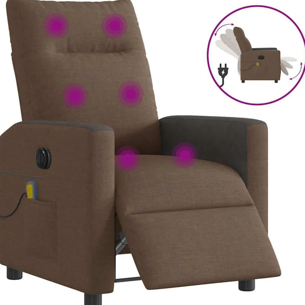 vidaXL Fauteuil inclinable de massage électrique tissu