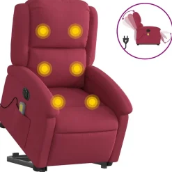 Fauteuils Et Chaises-vidaXL Fauteuil inclinable de massage électrique Rouge bordeaux