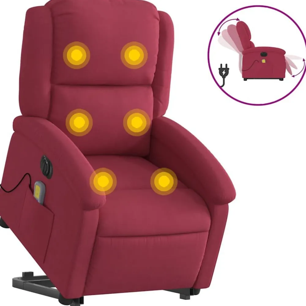 Fauteuils Et Chaises-vidaXL Fauteuil inclinable de massage électrique Rouge bordeaux