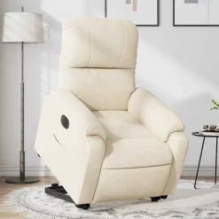 Fauteuils Et Chaises-vidaXL Fauteuil inclinable électrique tissu microfibre Beige