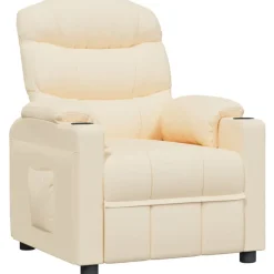 Fauteuils Et Chaises-vidaXL Fauteuil inclinable Crème Tissu