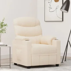 Fauteuils Et Chaises-vidaXL Fauteuil inclinable Crème Tissu