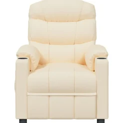 Fauteuils Et Chaises-vidaXL Fauteuil inclinable Crème Tissu