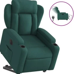 Fauteuils Et Chaises-vidaXL Fauteuil inclinable électrique tissu Vert foncé