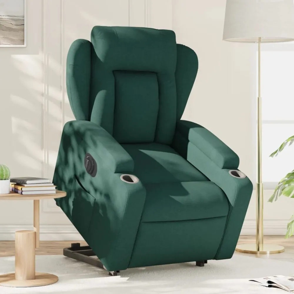 Fauteuils Et Chaises-vidaXL Fauteuil inclinable électrique tissu Vert foncé