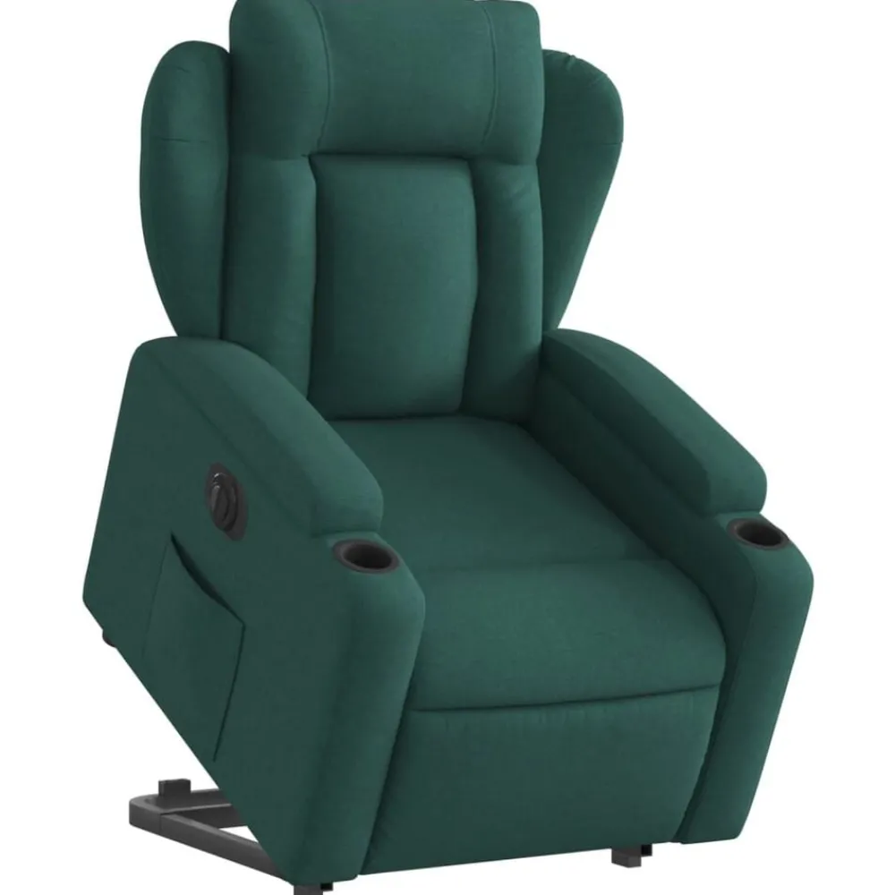 Fauteuils Et Chaises-vidaXL Fauteuil inclinable électrique tissu Vert foncé