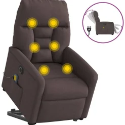 Fauteuils Et Chaises-vidaXL Fauteuil inclinable de massage électrique Tissu Marron foncé