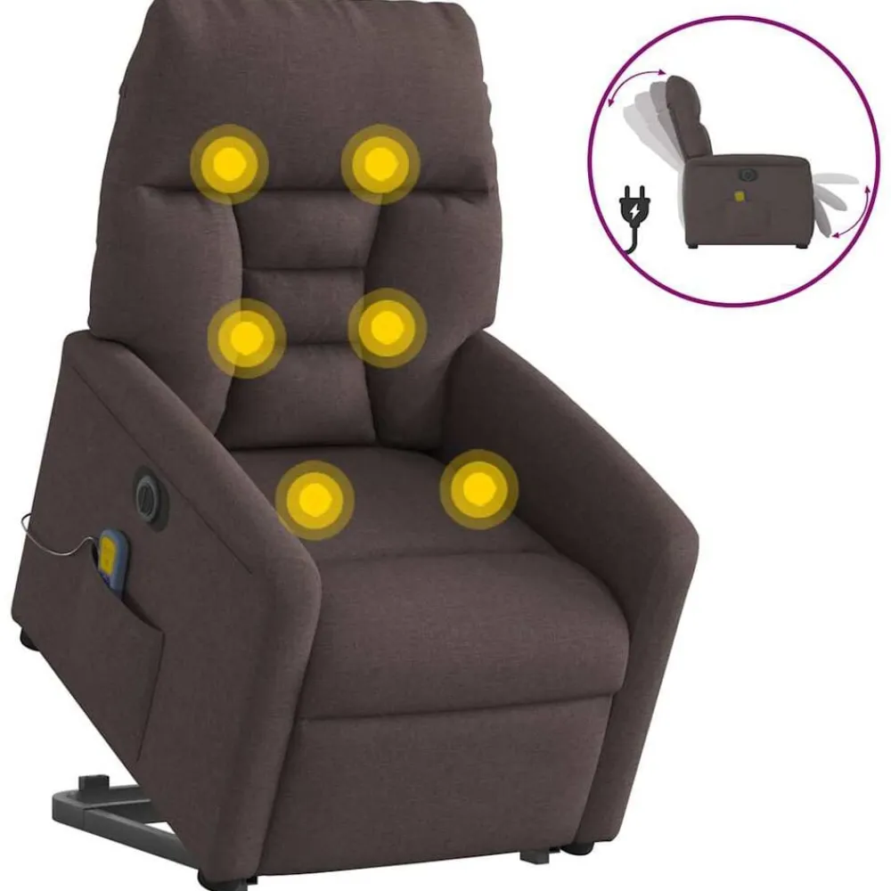 Fauteuils Et Chaises-vidaXL Fauteuil inclinable de massage électrique Tissu Marron foncé