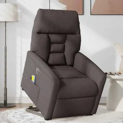 Fauteuils Et Chaises-vidaXL Fauteuil inclinable de massage électrique Tissu Marron foncé