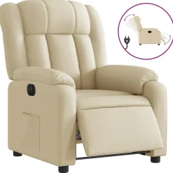 Fauteuils Et Chaises-vidaXL Fauteuil inclinable électrique Crème Tissu Crème