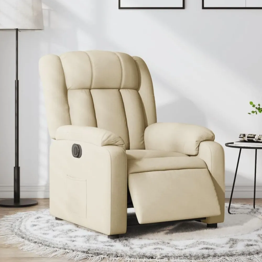 Fauteuils Et Chaises-vidaXL Fauteuil inclinable électrique Crème Tissu Crème
