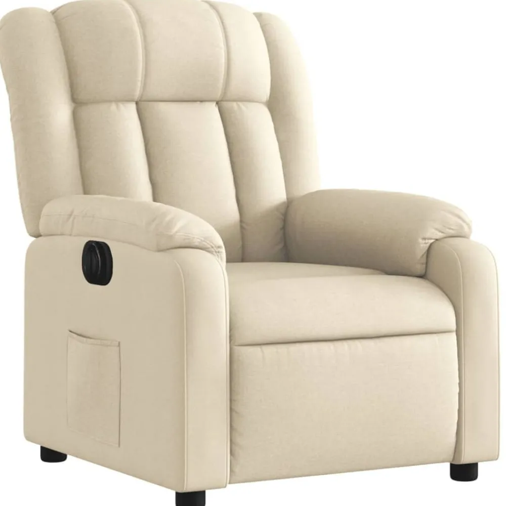 Fauteuils Et Chaises-vidaXL Fauteuil inclinable électrique Crème Tissu Crème
