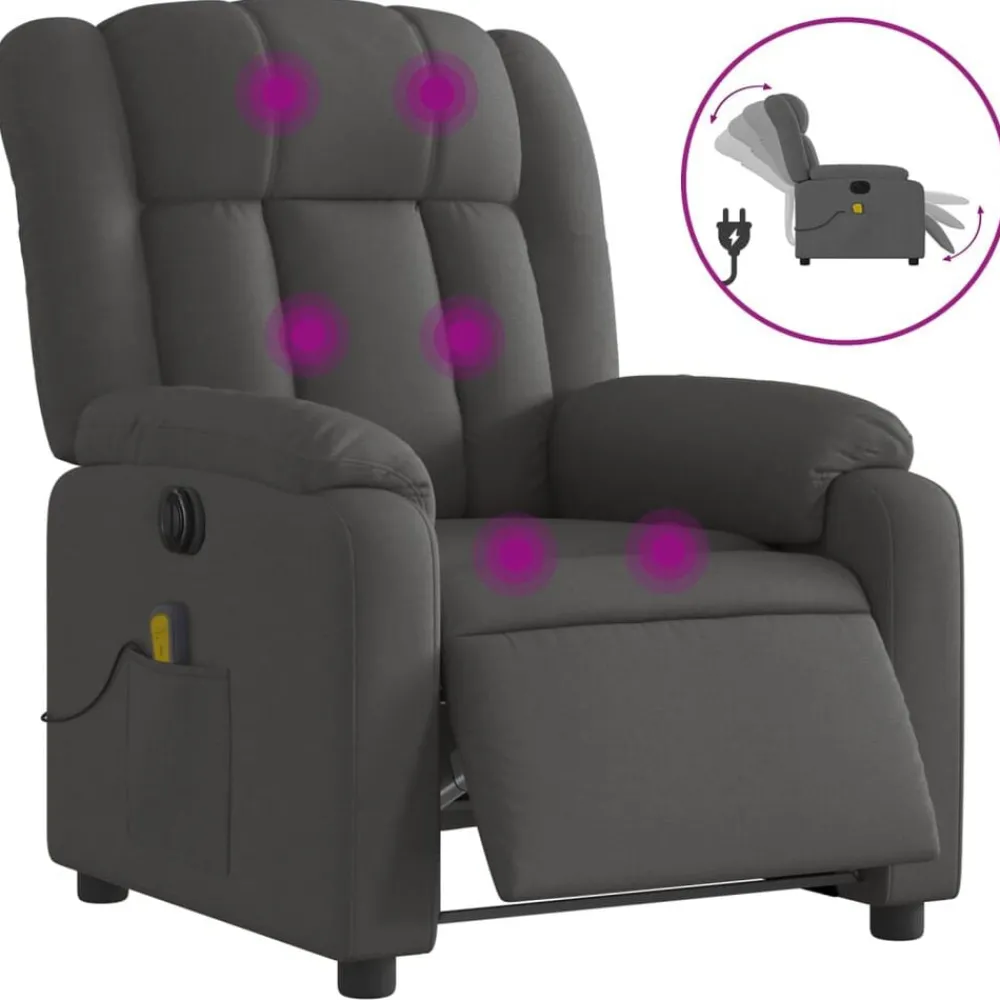 vidaXL Fauteuil inclinable de massage électrique tissu