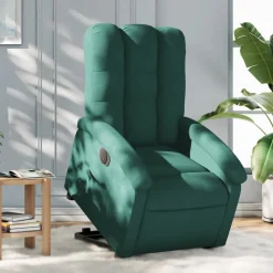 Fauteuils Et Chaises-vidaXL Fauteuil inclinable électrique tissu Vert foncé
