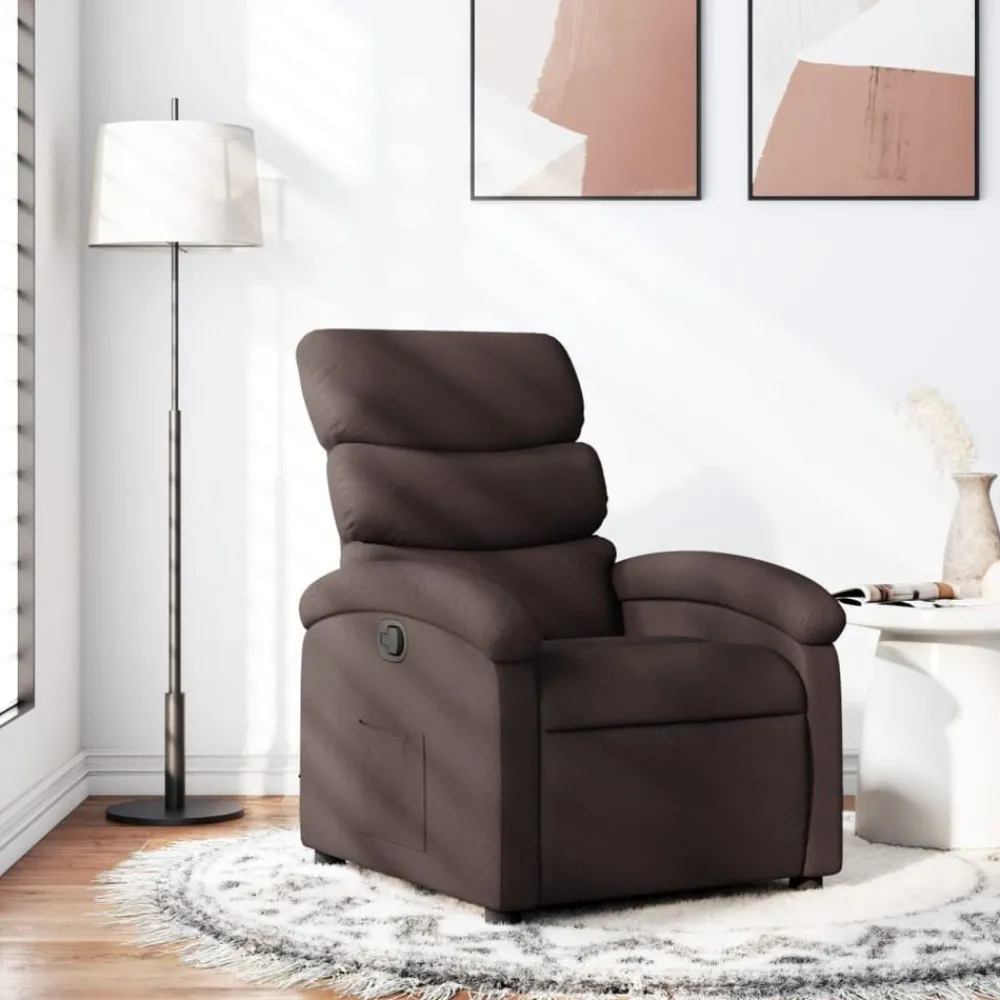 Fauteuils Et Chaises-vidaXL Fauteuil inclinable Tissu Marron foncé