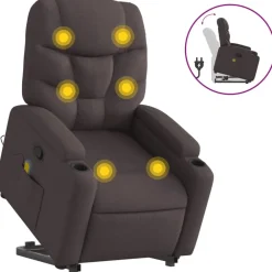 Fauteuils Et Chaises-vidaXL Fauteuil inclinable de massage Tissu Marron foncé