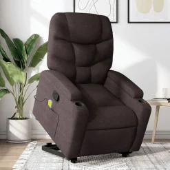 Fauteuils Et Chaises-vidaXL Fauteuil inclinable de massage Tissu Marron foncé