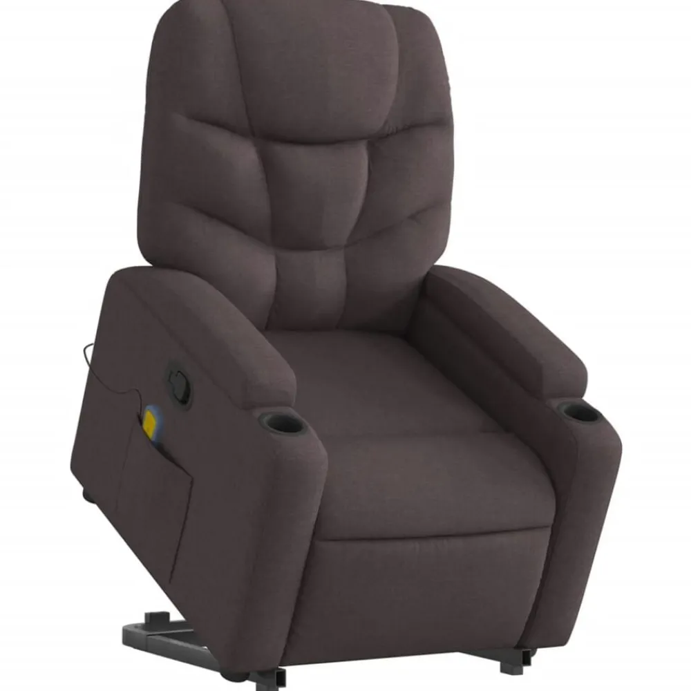 Fauteuils Et Chaises-vidaXL Fauteuil inclinable de massage Tissu Marron foncé