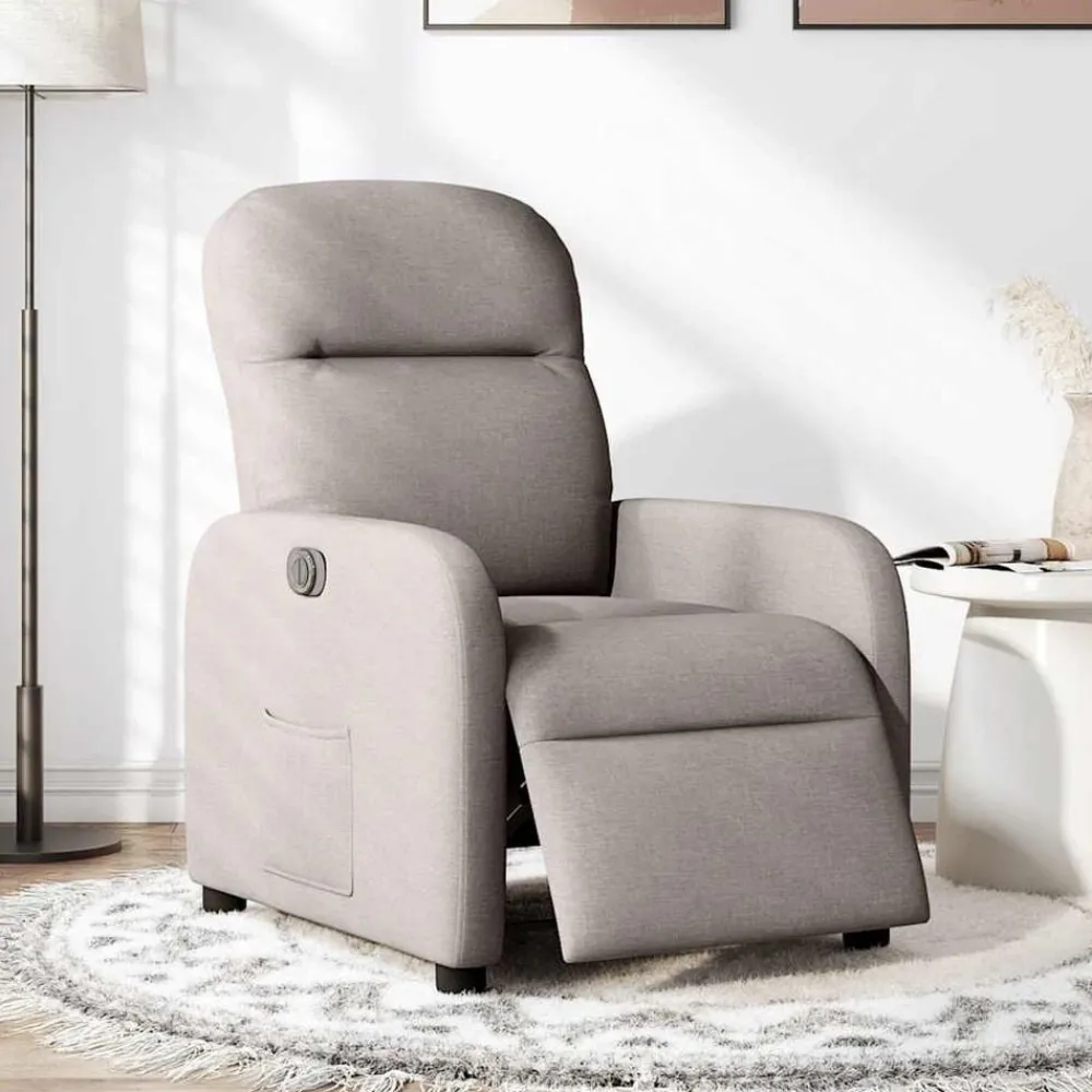 Fauteuils Et Chaises-vidaXL Fauteuil inclinable électrique Tissu Taupe