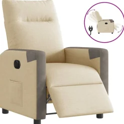 vidaXL Fauteuil inclinable électrique Crème Tissu