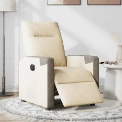 vidaXL Fauteuil inclinable électrique Crème Tissu