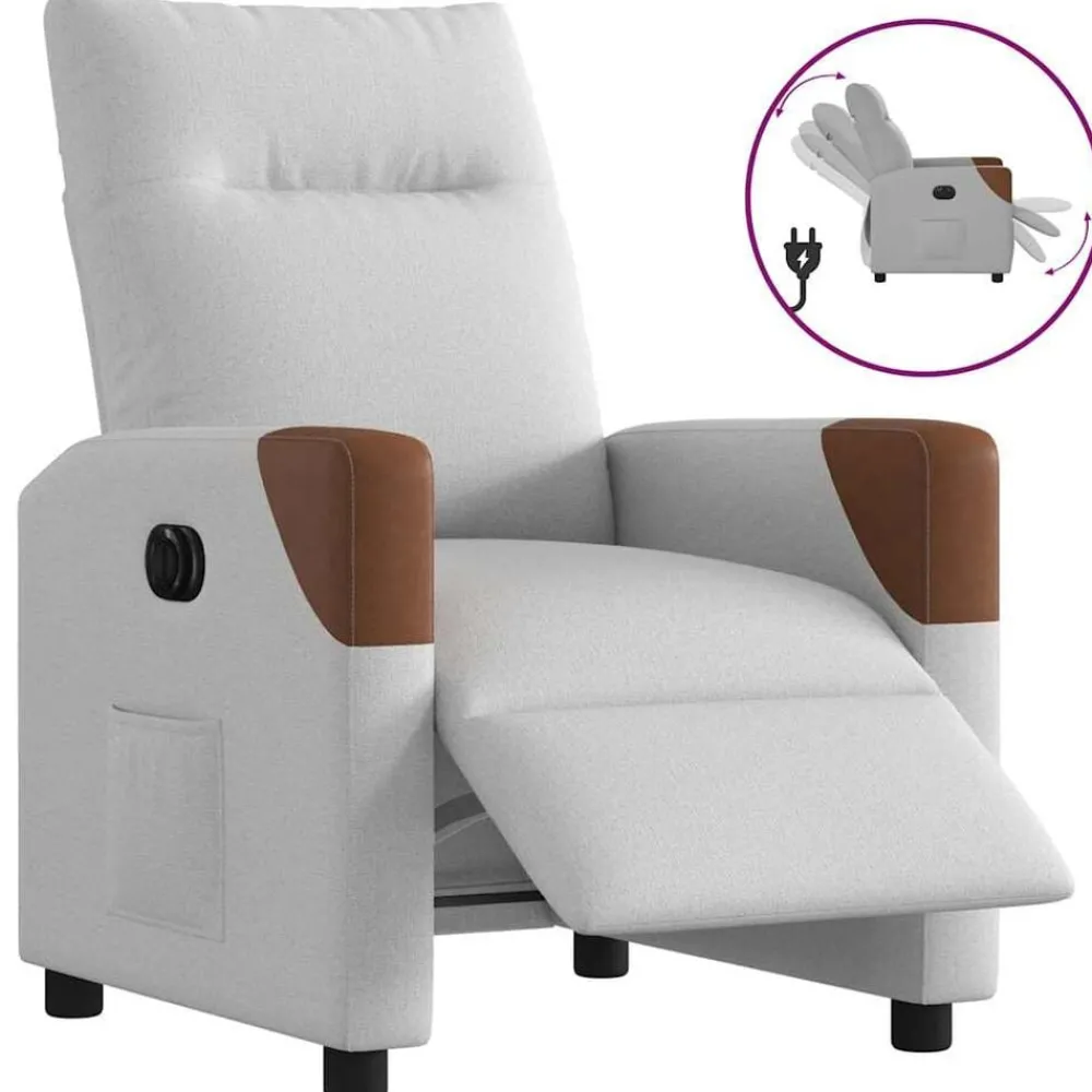 Fauteuils Et Chaises-vidaXL Fauteuil inclinable électrique tissu Gris nuage