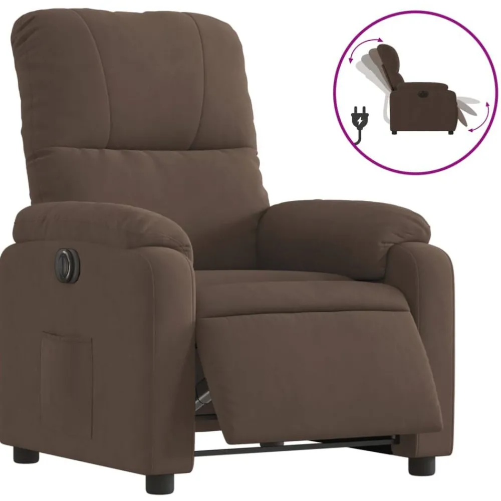 Fauteuils Et Chaises-vidaXL Fauteuil inclinable électrique tissu microfibre Marron