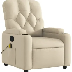 vidaXL Fauteuil inclinable de massage crème tissu