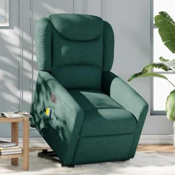 Fauteuils Et Chaises-vidaXL Fauteuil inclinable de massage électrique Tissu Vert foncé