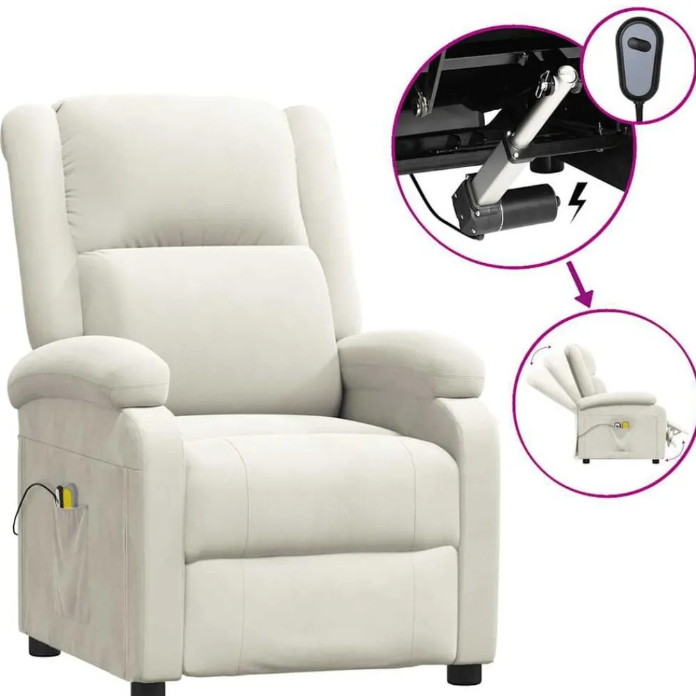 vidaXL Fauteuil électrique de massage Crème Velours