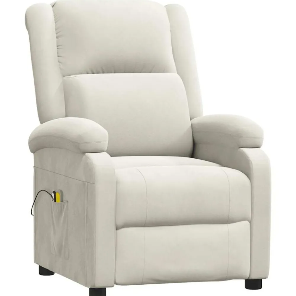 vidaXL Fauteuil électrique de massage Crème Velours
