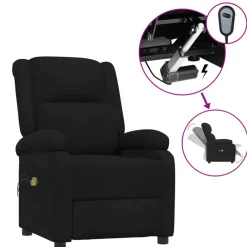 Fauteuils Et Chaises-vidaXL Fauteuil électrique de massage Tissu Noir