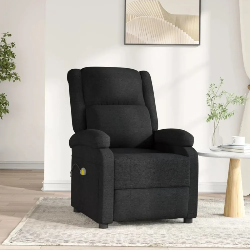 Fauteuils Et Chaises-vidaXL Fauteuil électrique de massage Tissu Noir